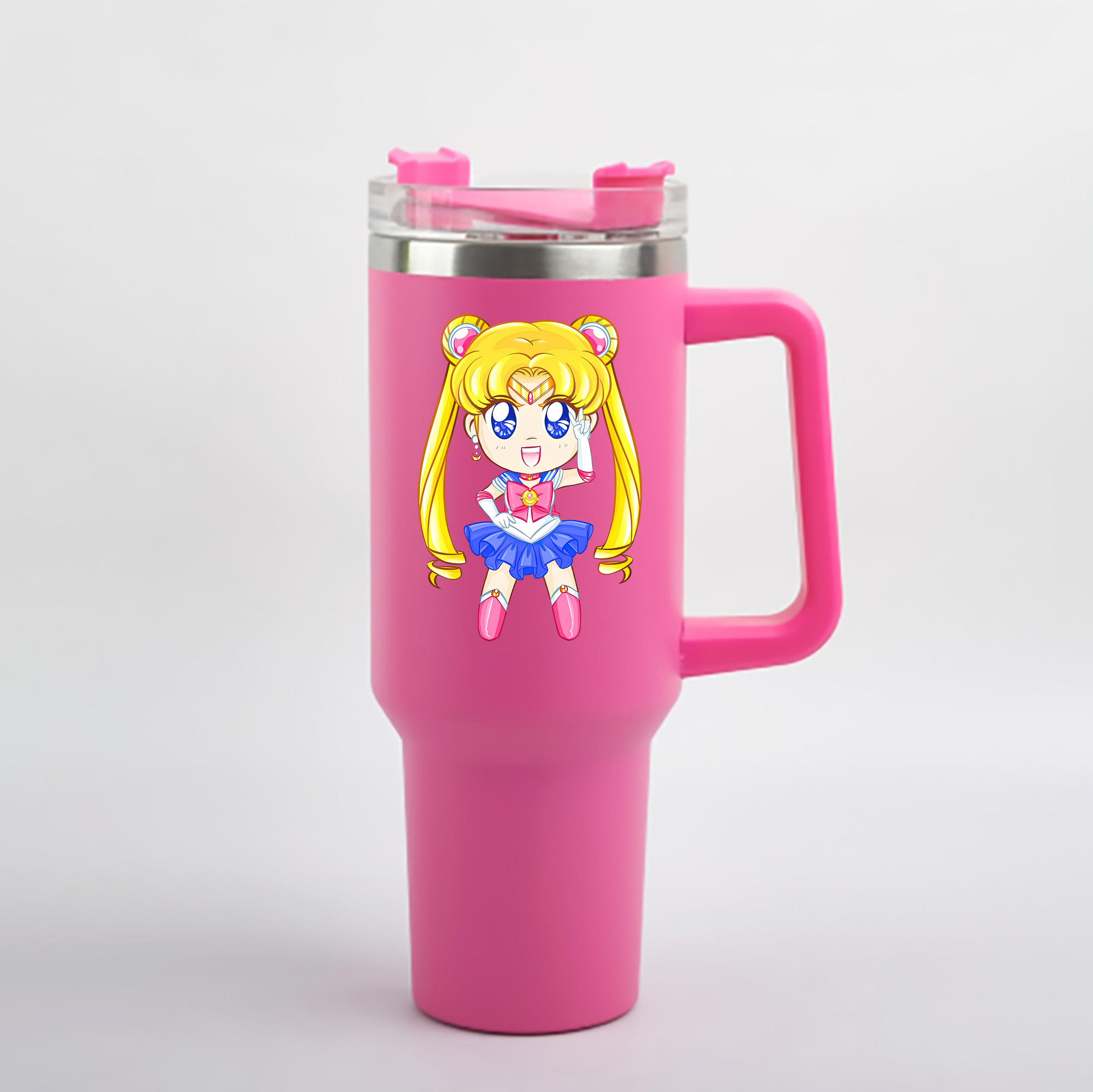 （画像用） 美少女戦士セーラームーン 月野 うさぎ つきの うさぎ Sailor Moon Tsukino Usagi 1200mL車用タンブラー - クリスタルステッカー（プラスチックストロー付き）